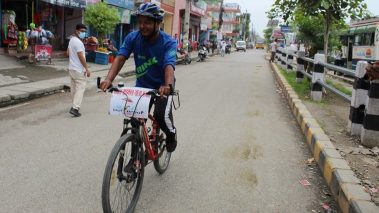 सामाजिक सचेतनाका साइकल यात्री श्रेष्ठ बुटवलमा