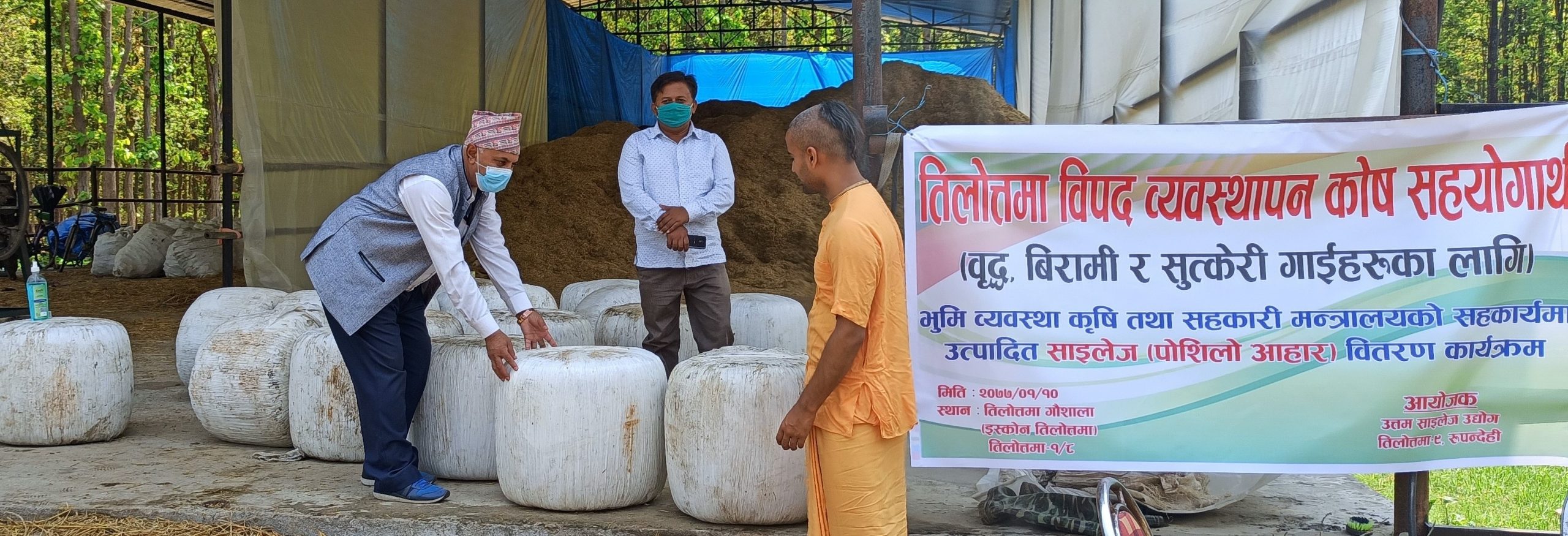 उत्तम साइलेज उद्योगद्धारा गौशालालाई २० क्विटल दाना प्रदान